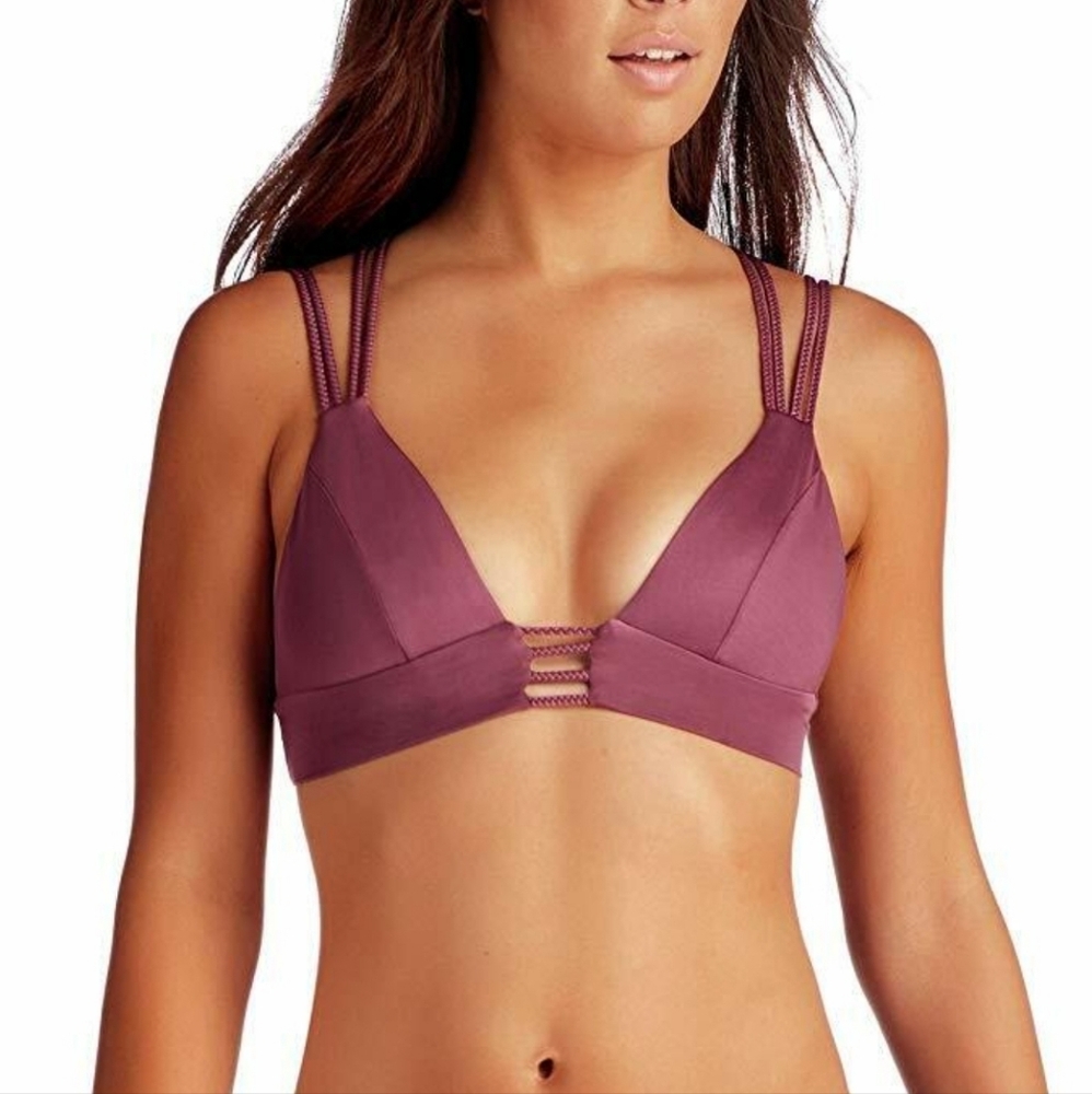 Vitamin A Jaydah Braided Plum Swim Bikini Top  Small